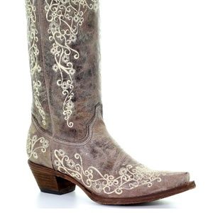 CORRAL WOMEN'S CRATER WITH BONE EMBROIDERY WESTERN BOOTS - SNIP TOE